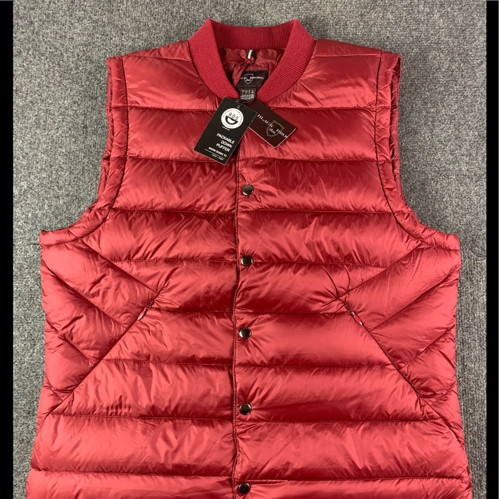 BLACK BROWN 1826 Mens Packable Down Puffer Vest Size L Bright Fireball